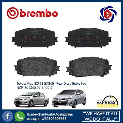 Toyota Vios NCP93 Spec F/G/S NCP150 G/S BREMBO FRONT Brake Pad DEPAN (1