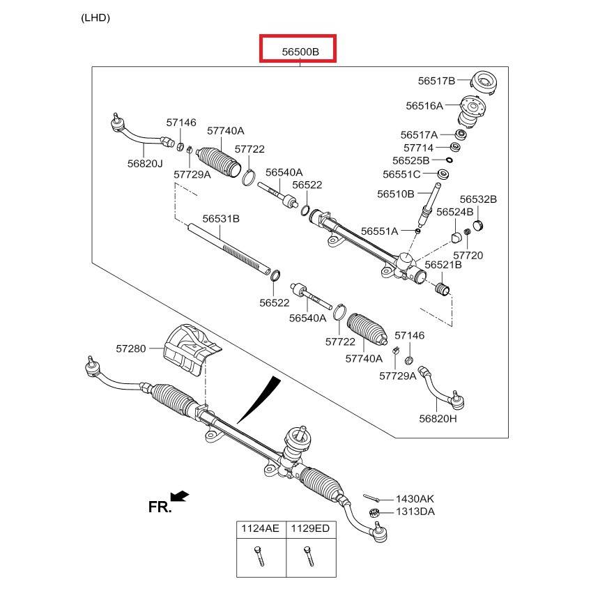 Genuine Kia Electric Motors Steering Rack for Kia Cerato K3