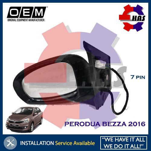 PERODUA BEZZA 2016 DOOR SIDE MIRROR WITH LAMP 7PIN (NOT FOLDABLE)